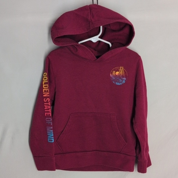 Old Navy Other - Old Navy Maroon Hoodie with Multicolor Sleeve Design